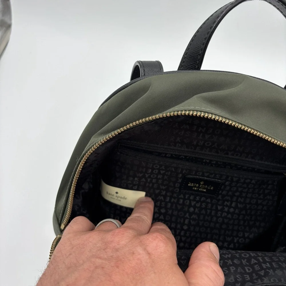 Kate Spade New York Bradley Wilson Road Backpack Small Army Green Nylon‎